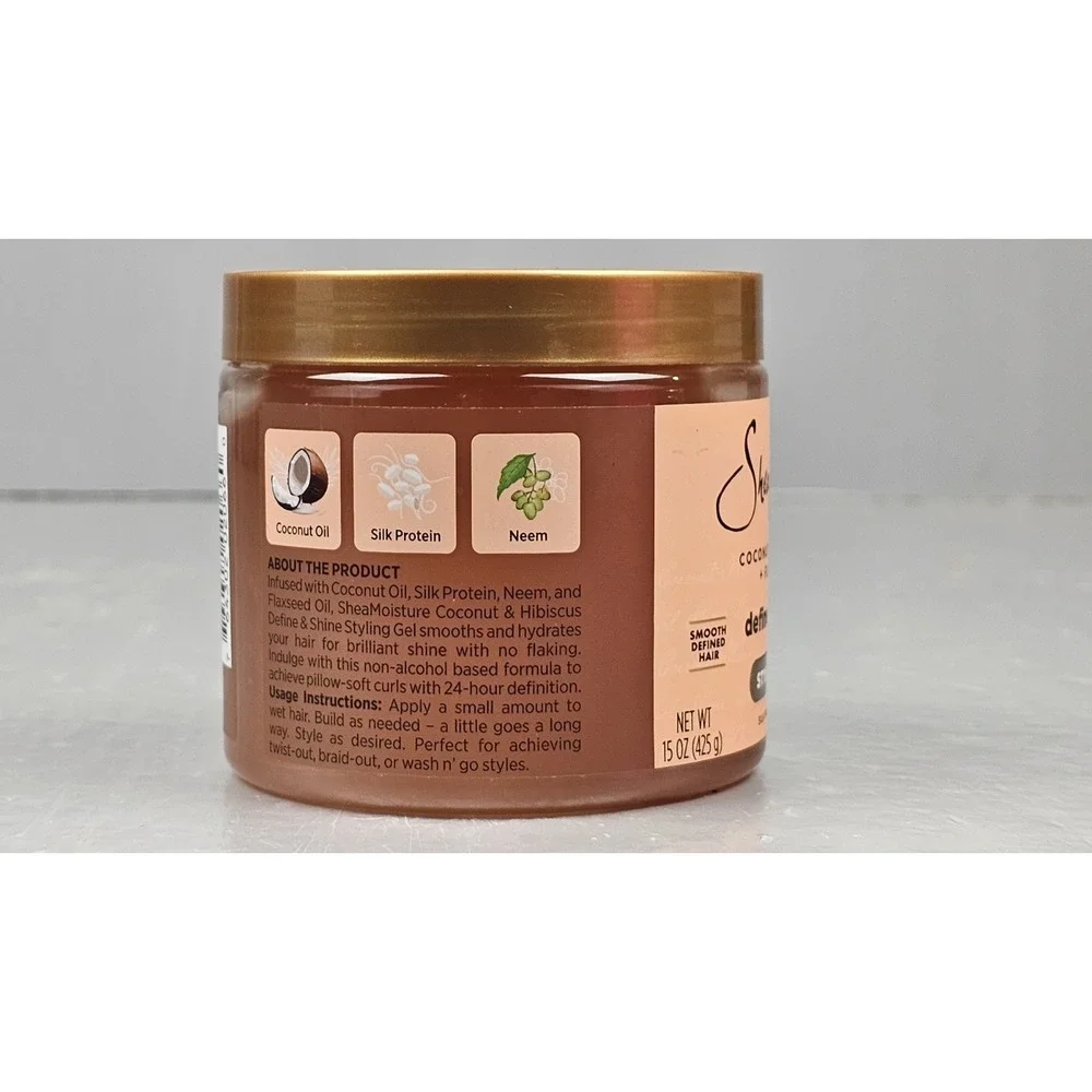 2 Pack Shea Moisture Styling Gel 15oz & Edge Gel 3.5oz Flaxseed Coconut Hibiscus